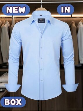👔 J.VER Men’s Stretch Wrinkle-Free Dress Shirt – Sky Blue (Large)